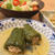バジル＆チーズの丸ごと豚ピーマン煮込み＋ポテトサラダ入りサラダ？！(圧力鍋二段調理) 