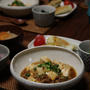 四川麻婆豆腐風 と かぼちゃサラダの焼き春巻き。
