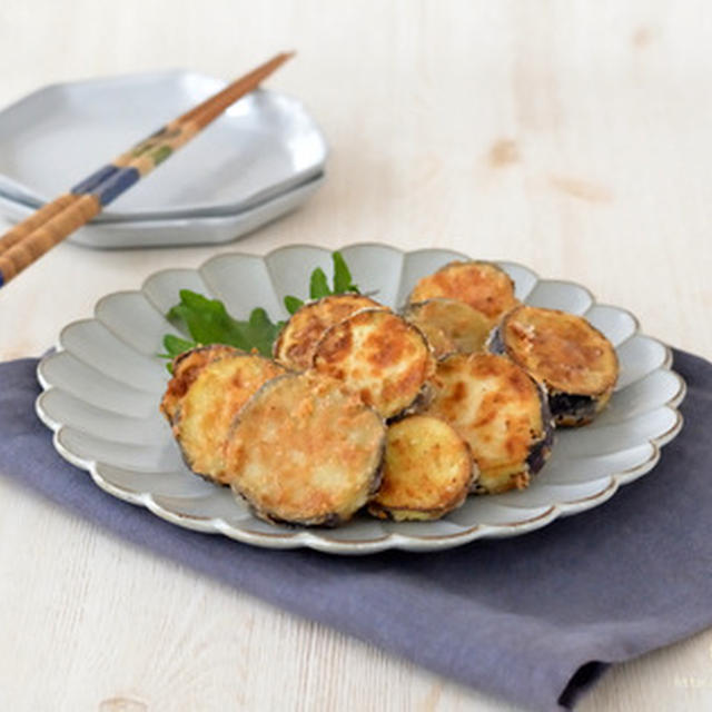 なすマヨの米粉焼き。（お弁当に◎・野菜のおかず・食材ひとつ）