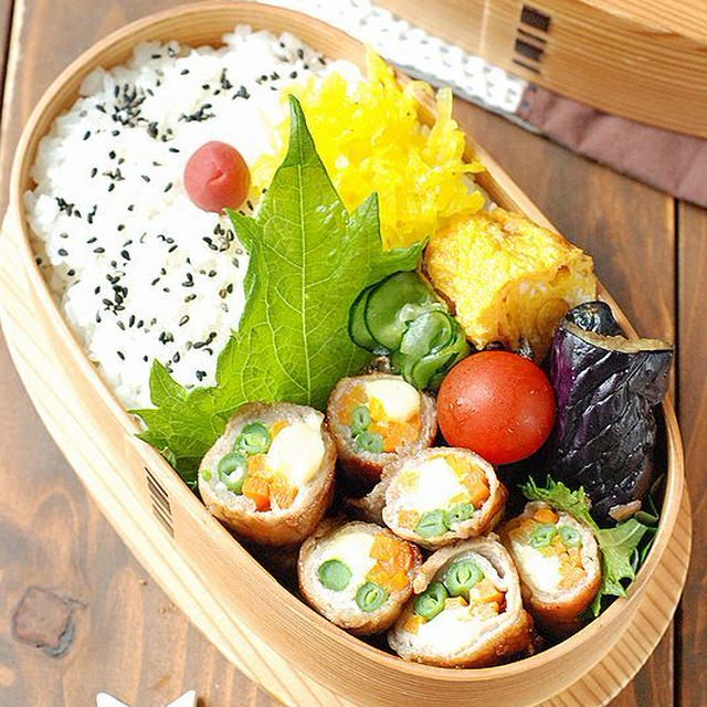 【男子高校生】豚のチーズ野菜ロール弁当
