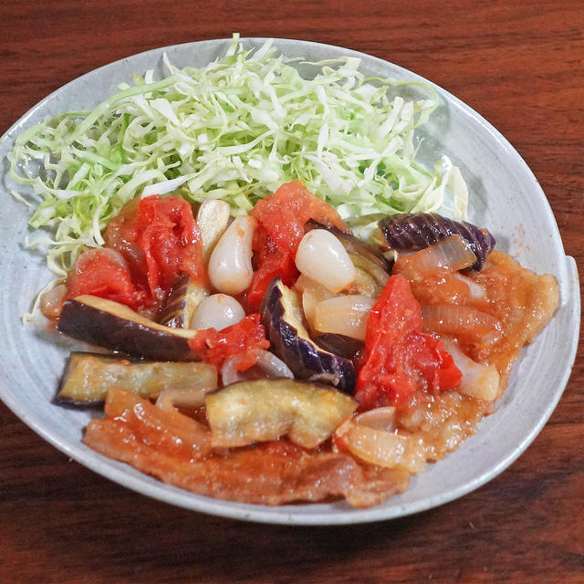 とろける旨さ！トマトと茄子の豚肉生姜焼き