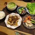 B級グルメ「十和田バラ焼」の晩ご飯　と　斑入りツルバキアの花♪