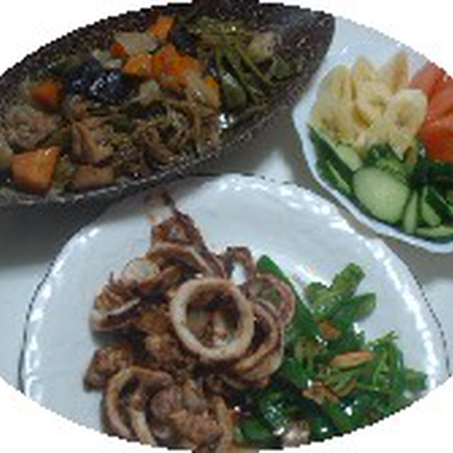 イカ炒め物・筑前煮