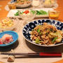 ストウブで『豚の生姜焼き』の献立。