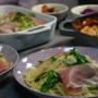 ストウブブレイザーで「トマトソースパスタ」と生ハム＆菜の花ぺペロン