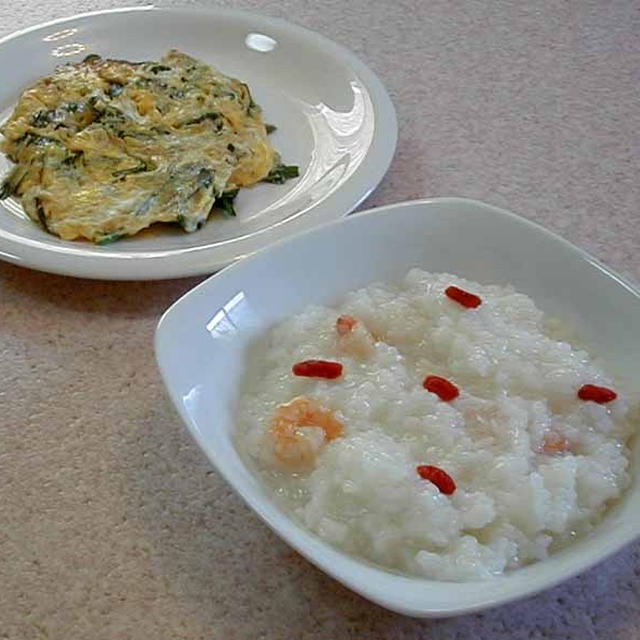 韮玉炒めと中華粥