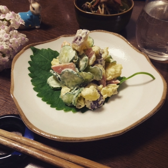 炊飯器で蒸しさつま芋の☆ぬか漬けきゅうりサラダ