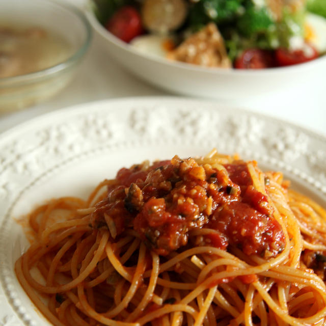 プッタネスカ（娼婦風スパゲッティ）で豪華ランチ