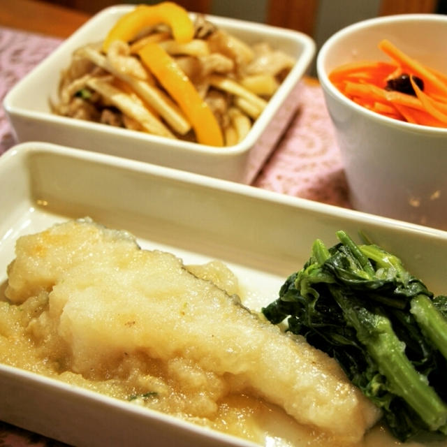 たらのみぞれ煮で夕ご飯＊温めて盛り付けるだけで完成～