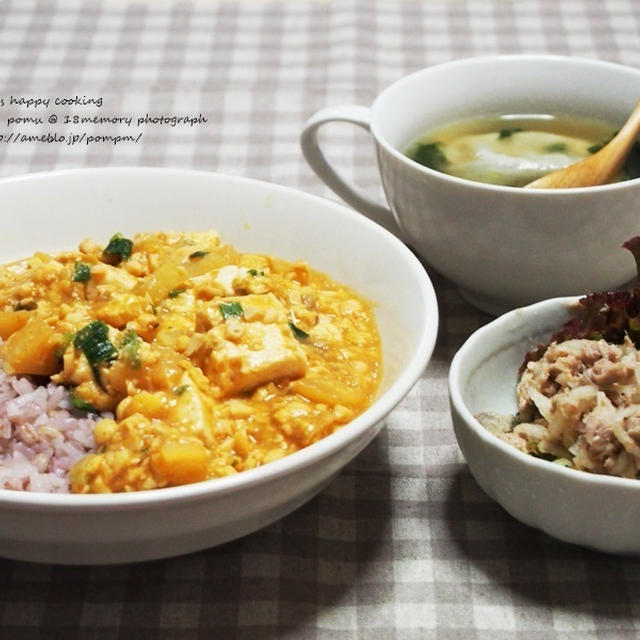 ベジタリアンの麻婆豆腐　大豆と豆腐と大根と。