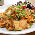 豚肉とキムチのおかずで休日朝ご飯☆