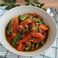 【レシピ】牛こま肉とトマトのカレー炒め　お献立付き★