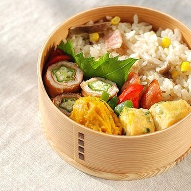 【夏休みの子供弁】豚とオクラの甘辛ロール弁当