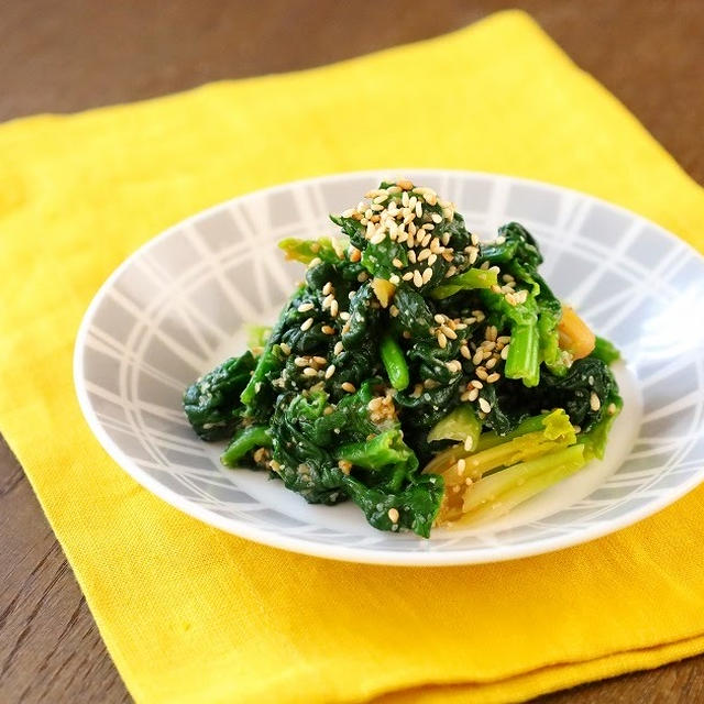 ちぢみほうれん草のさっぱり胡麻味噌和え (レシピ)