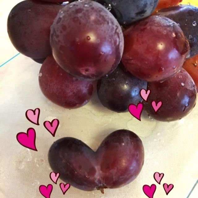 ハートのブドウ❤️鍋敷きポーセラーツ