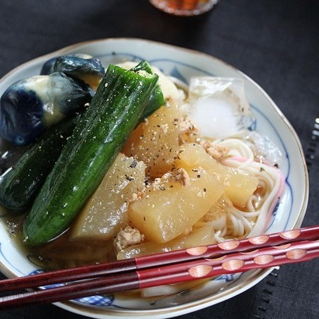 冬瓜のぶっかけ素麺・ブラックペパー風味