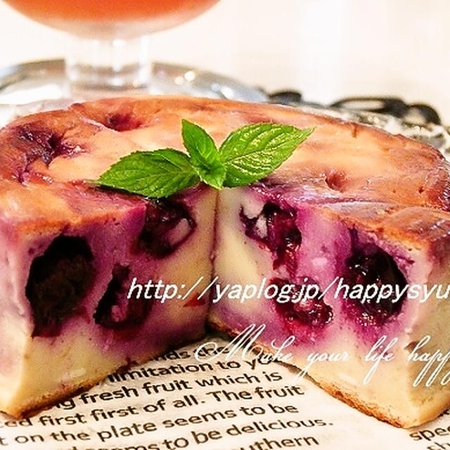 フライパンdeしっとりブルーベリー☆チーズケーキ