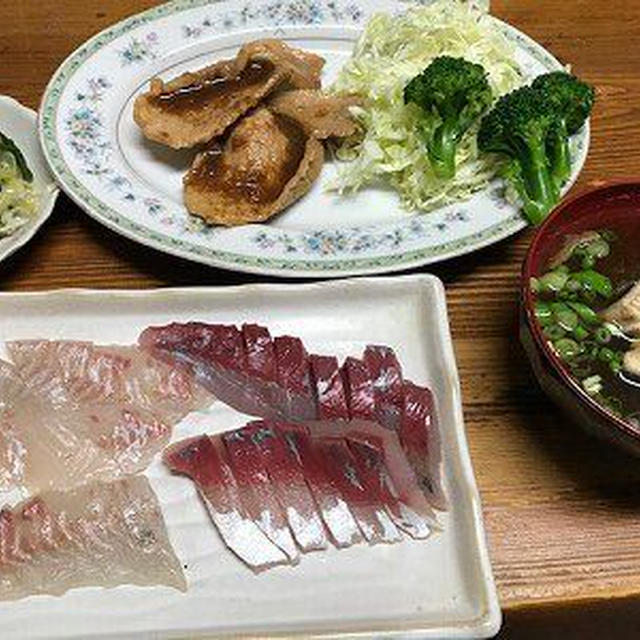 魚三昧 つばすと鯛の刺身 豚の生姜焼き By あんこ１９６１さん レシピブログ 料理ブログのレシピ満載