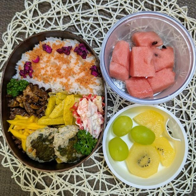 冷え冷えフルーツと～夫のお弁当７５