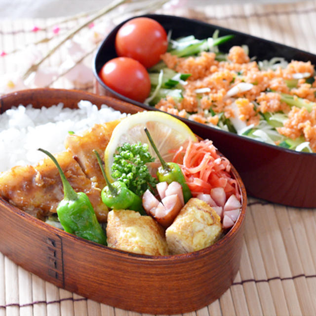 豚肉のレモン味噌風味のっけのお弁当＊＊
