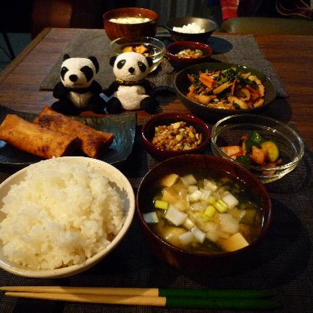 納豆＆ちくわと春菊の胡麻風味甘辛炒め献立