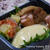 中学息子弁当～リメイク☆ルクエｄｅ焼鮭とじゃが芋のクリーム煮・レンチンから揚げ・・