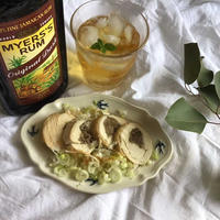 マイヤーズラムでマイヤーズサワーと搾菜鶏ハム