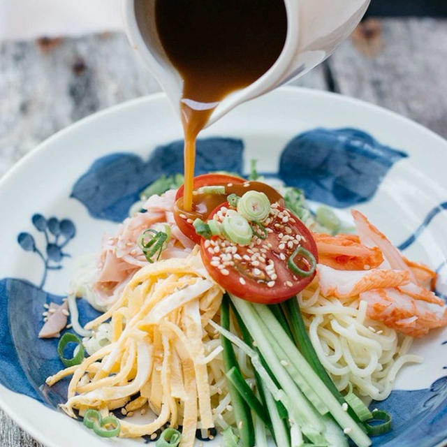 Cold Ramen Salad (Hiyashi Chuka) with Sesame Dressing