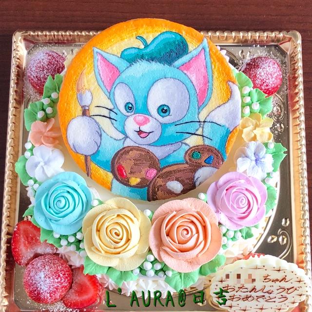 壁画のジェラトーニの絵で、ハピバケーキ(⌒▽⌒)☆