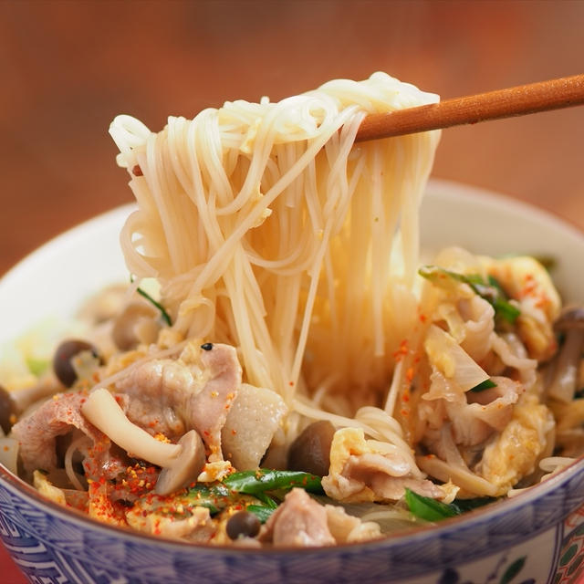 豚玉にゅう麺　、　ふわふわかきたまがそうめんに合います！