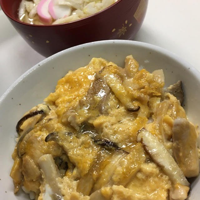 キノコ卵とじ丼&きしめん