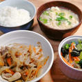 めんつゆで豚肉のしぐれ煮風と小松菜の和え物定食
