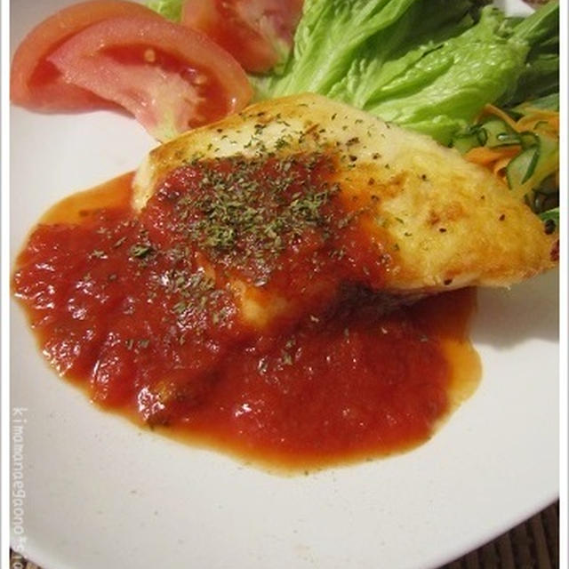 和風トマトソースがけなマグロのソテー！レストラン風の洋食メニューに和をプラス。