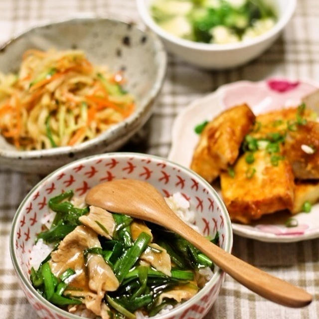 豚肉とニラのあんかけ丼 / 防災用品について