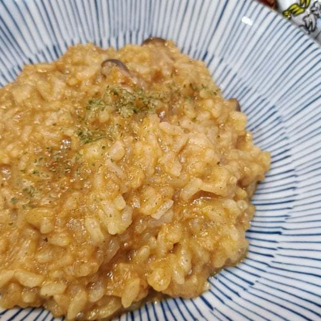 通勤場所変更で疲労困憊…朝ごはんはカレーリゾット(*^^*)