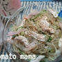 マロニ―チキンサラダ＆帆立とカニカマの山葵酢の海苔和え