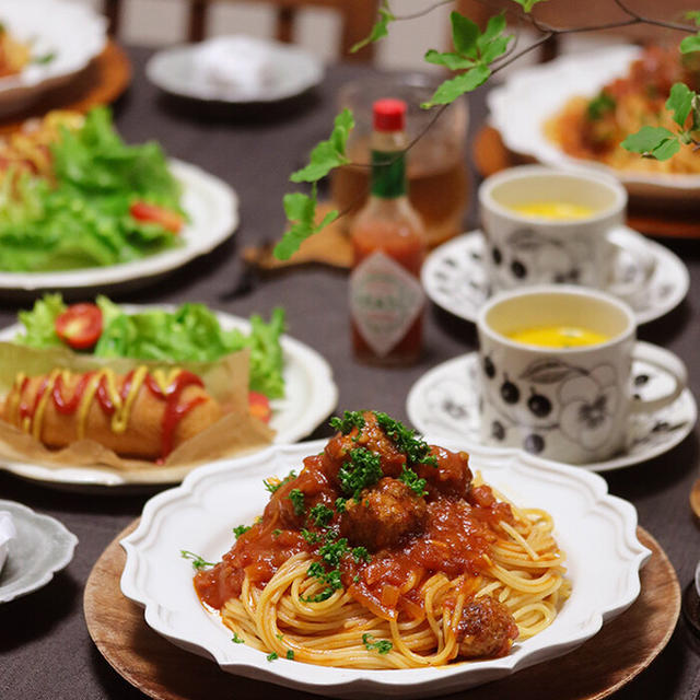【献立】ミートボールパスタと、アメリカンドッグと。～ゆとりの癒しは偉大～
