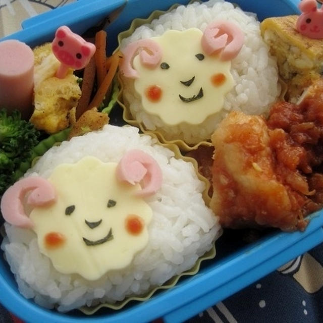 ひつじのお弁当（キャラ弁）（幼稚園）