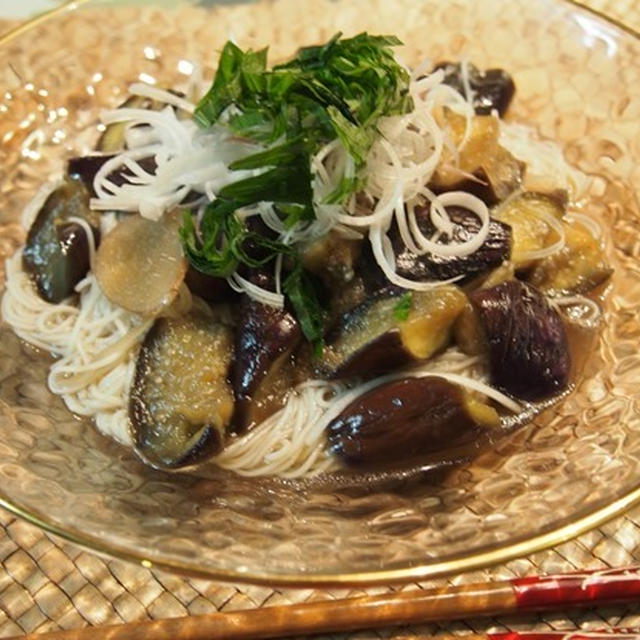 冷た～～～い茄子のぶっかけそうめん♪