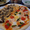 ☆ピザのトッピング☆バジルきのこのアンチョビガーリックピザ＆シーフードトマトピザ