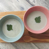 牡蠣だし醤油☆玉ねぎ&ごぼうの豆乳スープ