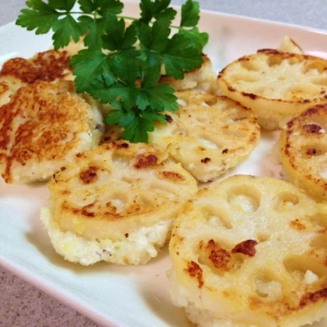 ロールイカのせレンコン焼き♪