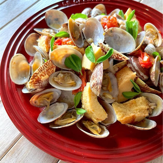 高野豆腐とあさりのポルトガル風
