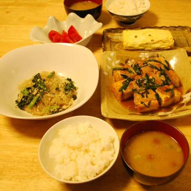 昨夜は厚揚げの肉巻き照り焼きなど～