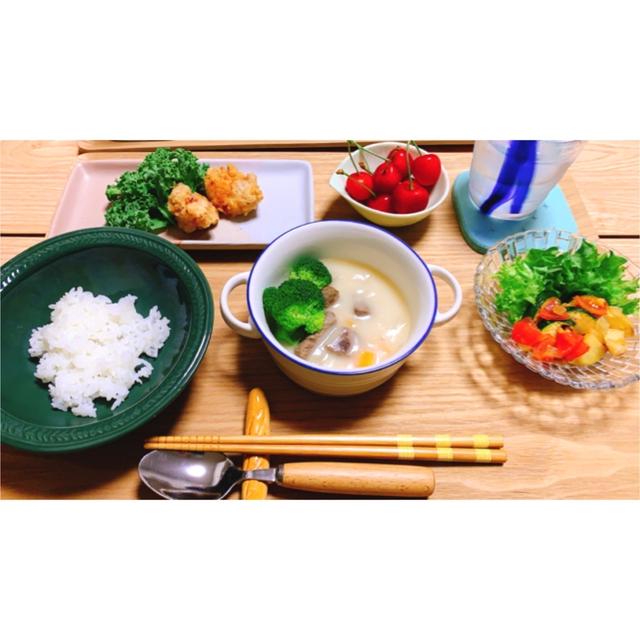 クリームシチューで朝ごはん