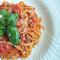 4つのタイプのトマトでノンオイルトマトスパゲッティ