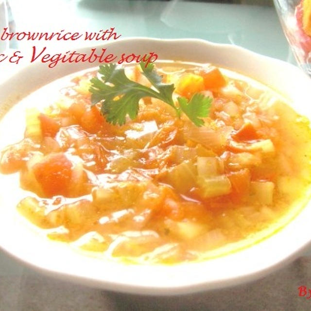 野菜と玄米の健康スープ☆*。