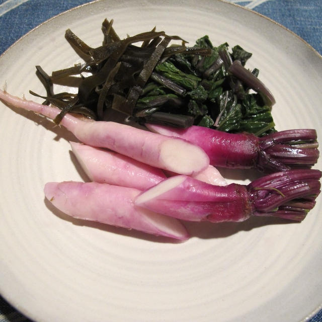 日野菜の塩漬け＆鱈と豆腐の煮物