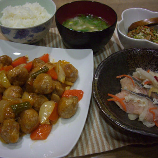 鮭の飯寿司＆豚こま酢豚