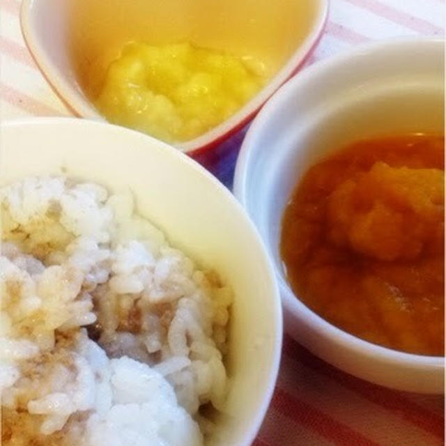 173日目-3 軟飯85g+鶏レバー18g+一番だし+醤油+野菜ペースト40g+バナナ10g
